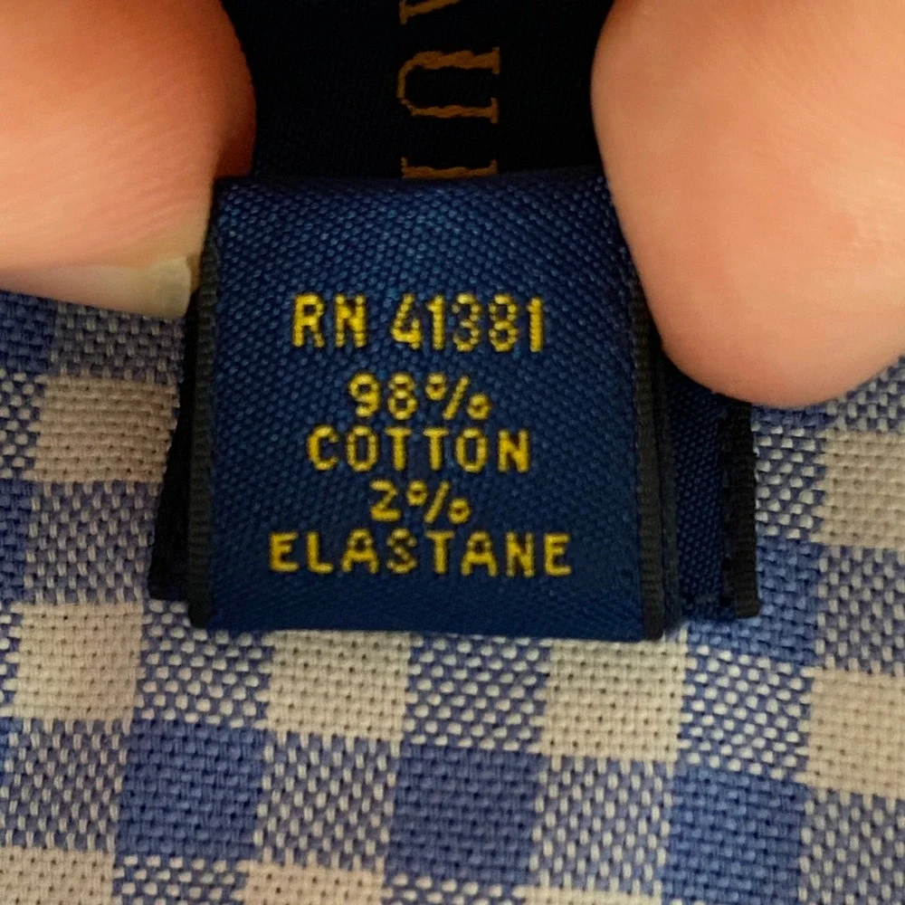 Ralph Lauren Stretch Oxford Mens 3XB Blue Gingham Button Down Long Sleeve Shirt